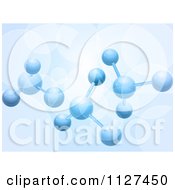 Clipart Of Blue 3d Molecules With Flares Royalty Free Vector Illustration