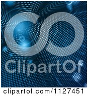 Clipart Of A Tunnel Of Flares And Blue Halftone Dots Royalty Free Vector Illustration