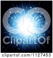 Clipart Of A Blue Explosion Of Light Stars And Orbs Royalty Free Vector Illustration