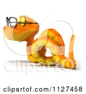 Clipart Of A 3d Orange Snake Wearing Spectacles Royalty Free CGI Illustration by Julos