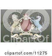 Crown Lion And Blue Unicorn On A Coat Of Arms