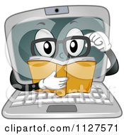 Poster, Art Print Of Laptop Mascot Reading A Book