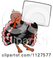Poster, Art Print Of Cute Thanksgiving Turkey Bird Holding A Sign