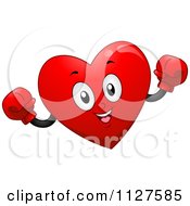Poster, Art Print Of Happy Heart Mascot Wearing Boxing Gloves