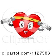 Happy Heart Mascot Working Out With Dumbbells
