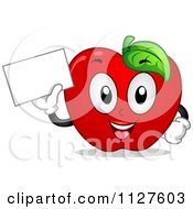 Poster, Art Print Of Happy Red Apple Mascot Holding A Sign