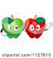 Poster, Art Print Of Happy Green And Red Apple Mascots