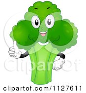 Cartoon Of A Happy Broccoli Mascot Holding A Thumb Up Royalty Free Vector Clipart