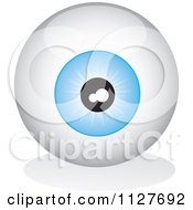 Clipart Of A Blue Eyeball And Shadow Royalty Free Vector Illustration
