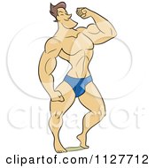 Poster, Art Print Of Strong Muslce Man Flexing In A Speedo