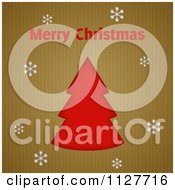 Clipart Of Merry Christmas Text Over A Tree With Snowflakes On Cardboard Royalty Free Illustration by elaineitalia