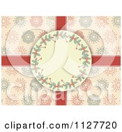 Poster, Art Print Of Retro Holly Christmas Frame Over Ribbons And Snowflakes On Pink
