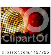 Poster, Art Print Of Silhouetted Crowd Hands Over Red With A Disco Ball