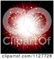 Clipart Of A Red And Gold Starburst With Bright Light Royalty Free Vector Illustration by elaineitalia