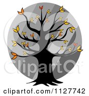 Poster, Art Print Of Autumn Tree Over Diagonal Gray Stripes