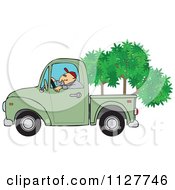 Poster, Art Print Of Man Driving A Pickup Truck With Trees In The Bed
