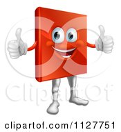 Poster, Art Print Of Happy Red Book Mascot Holding Two Thumbs Up