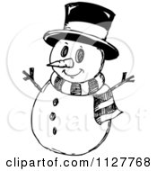 Poster, Art Print Of Sketched Black And White Christmas Snowman