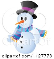 Poster, Art Print Of Christmas Snowman In A Top Hat And Scarf