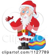 Poster, Art Print Of Santa Carrying A Bag And Presenting