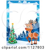 Poster, Art Print Of Christmas Reindeer And Tree Frame