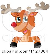 Poster, Art Print Of Cute Christmas Reindeer Over A Sign