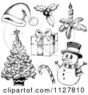 Poster, Art Print Of Sketched Black And White Christmas Items