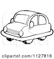 Cartoon Of An Outlined Toy Car Royalty Free Vector Clipart