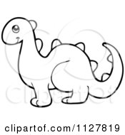 Cartoon Of An Outlined Toy Dinosaur Royalty Free Vector Clipart