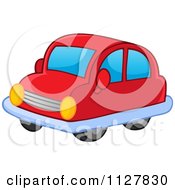 Cartoon Of A Red Toy Car Royalty Free Vector Clipart