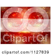 Poster, Art Print Of Merry Christmas Greeting Over Red Bokeh Lights And Snowflakes