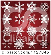 Clipart Of White Snowflake Designs On Gradient Red Royalty Free Vector Illustration by KJ Pargeter
