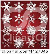 Poster, Art Print Of White Snowflake Designs On Gradient Red