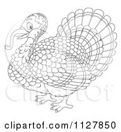 Poster, Art Print Of Outlined Cute Thanksgiving Turkey Bird