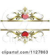Poster, Art Print Of Red Crowned Hearts And Gold Waves With Copyspace 1