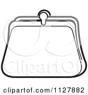 Clipart Of A Black And White Coin Purse Royalty Free Vector Illustration