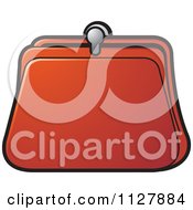 Clipart Of An Orange Coin Purse Royalty Free Vector Illustration