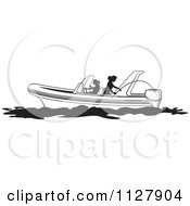 Poster, Art Print Of Silhouetted Black And White Women Fishing From A Boat