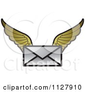 Poster, Art Print Of Letter Envelope With Gold Wings