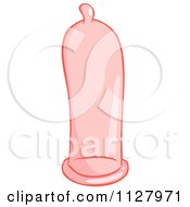 Cartoon Of A Pink Latex Condom Royalty Free Vector Clipart