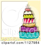 Poster, Art Print Of Funky Colorful Birthday Cake And Copyspace