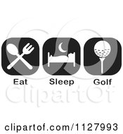 Poster, Art Print Of Black And White Eat Sleep Golf Icons