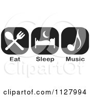 Poster, Art Print Of Black And White Eat Sleep Music Icons