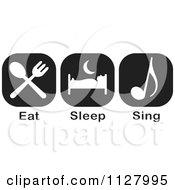 Poster, Art Print Of Black And White Eat Sleep Sing Icons