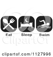 Poster, Art Print Of Black And White Eat Sleep Swim Icons