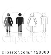 Poster, Art Print Of Black And White Solid And Outlined Restroom Symbols