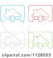 Poster, Art Print Of Colorful Outlined House Icons