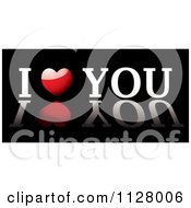 Poster, Art Print Of White And Red I Heart You Text With A Reflection On Black