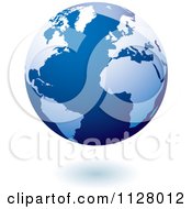 Poster, Art Print Of 3d Blue Floating Globe And Shadow