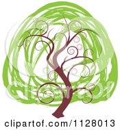 Swirly Tree With Scribble Green Foliage